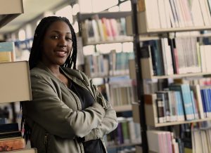 Student Standing in Study Hub