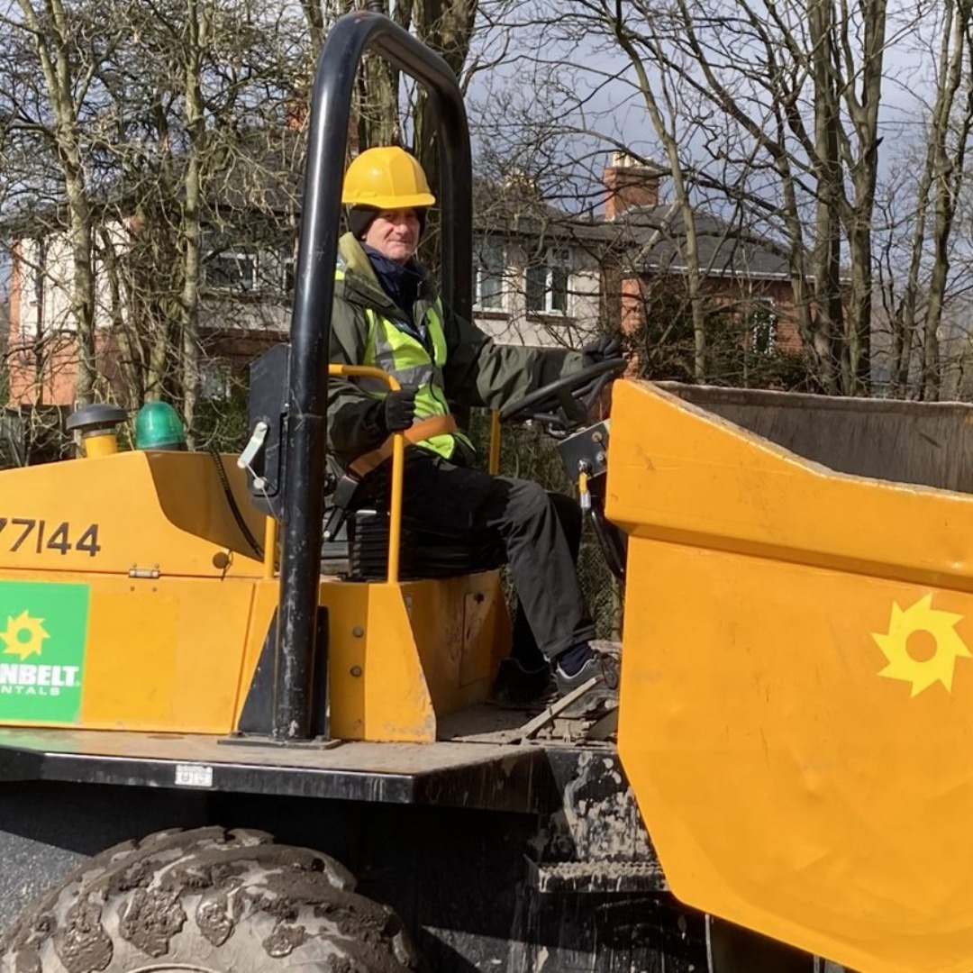 Paul Fisher - groundworks and plat operative student in a dumper truck