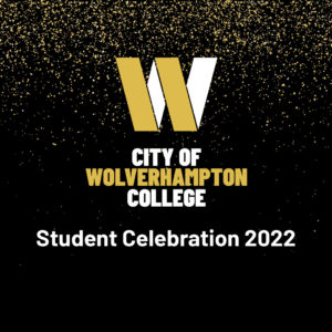 Black square with college logo in the centre and the words Student Celebration 2022 in wite text underneath