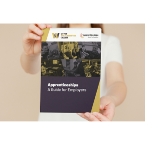 Woman holding employers guide book