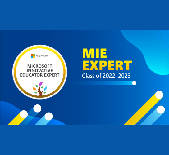 Microsoft Innovator Educator Expert logo - blue with yellow writing