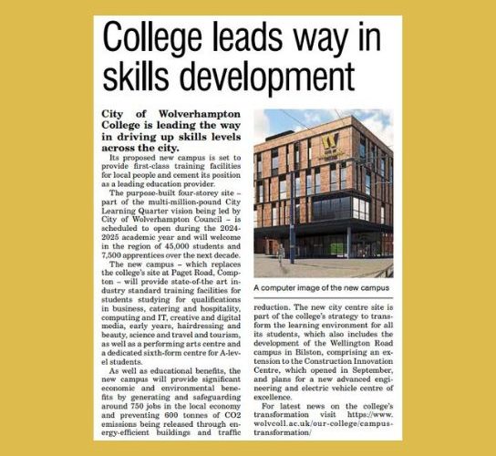 Newpaper cutting of article on campus transformation