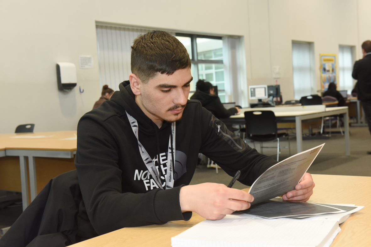 A student studying