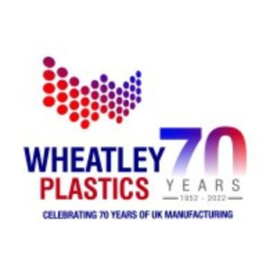 Wheatley Plastics company logo - Red and blue writing on a white background